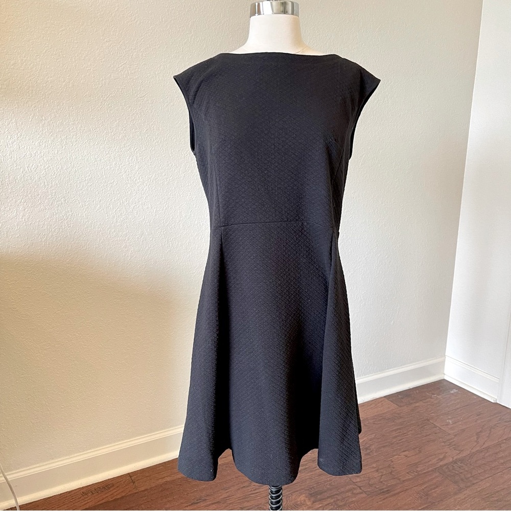 NWTs - Loft dress.  Black, textured material with stretch.  Size 12.